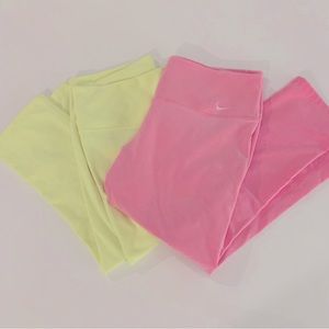 Nike Capri Tights | 2 pairs | Size: Medium | Colors: Pink and Yellow/Lime